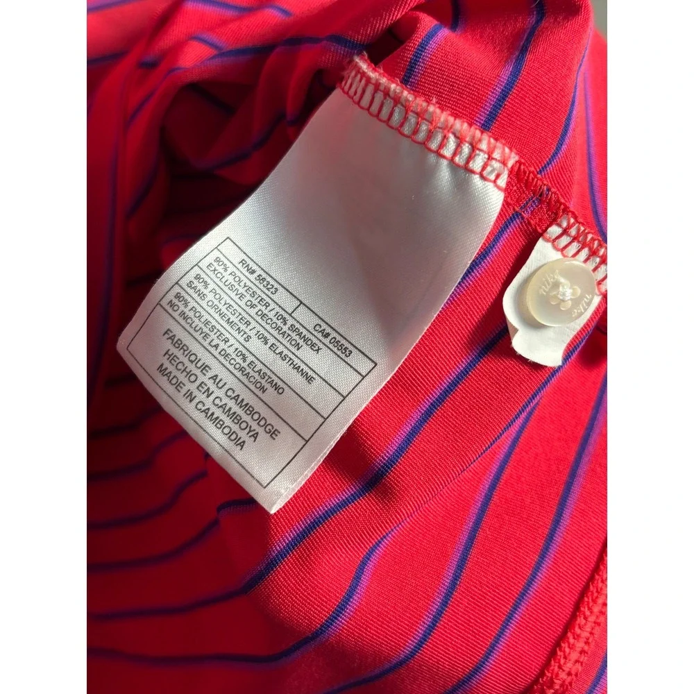 Nike Golf Dri-FIT Sleeveless Polo Shirt Pink Blue Striped‎ Women's Large